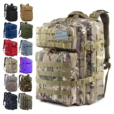 50L 1000D Nylon Waterproof Tactical Military Backpack 3 Day Assault Pack Molle Bag Outdoor Hiking Cl
