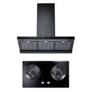 MEX Set รุ่น V7812MHR + K635BFB90 เตาแก๊สและเครื่องดูดควันแบบกระโจมทรงกล่อง (สีดำ) 90 ซม.