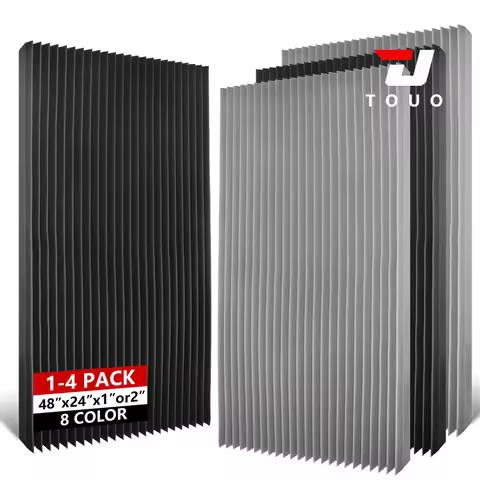 TOUO Acoustic Foam Panels Wedge 1-4Pack Soundproof 47.2"x23.6" Noise Absorbing Wall Panels for Music