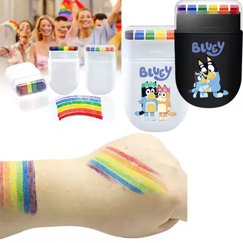 Bluey Bingo Student 6-Color Facial Graffiti Crayon Anime Men Women Theme Party Party Rainbow Facial 