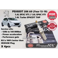 Japan NGK Premium RX Spark Plug for Peugeot 208 1.4L 1.6L VTi 1.6L THP Turbo (Year 13-19) EP3C EP36C