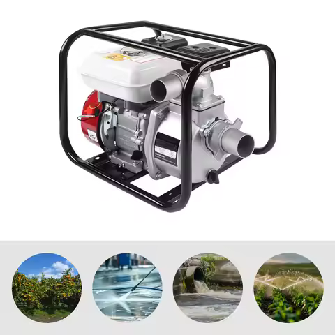 Petrol Water Pump,2 Inch Intake and Outlet Connection 4 Stroke 6.5HP Engine 7m Suction Head,210CC Di