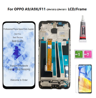 จอแอลซีดีพร้อมกรอบสำหรับ A9 OPPO อะไหล่ชุดประกอบดิจิไทเซอร์หน้าจอสัมผัส CPH1911 CPH1913จอแอลซีดีพร้อ