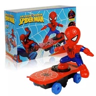 Spider-Man Stunt Scooter หมุนได้ 360 องศาและไม้ลอย ของเล่นเด็ก รถบังคับไฟฟ้ารีโมทพร้อมไฟและดนตรี ล้มและยืนขึ้น รถของเล่นเด็กไฟฟ้า Spider-Man Scooter