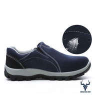 รองเท้าเซฟตี้-GU หัวเหล็ก ป้องกันการชนและป้องกันการเจาะ แผ่นเหล็กบิวท์อินที่พื้นรองเท้า สีฟ้าและสีเท