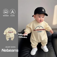 Pure Cotton Baby Jumpsuit Long-Sleeved Romper Home Niche Street Wear Toddler A Soft Auntie Gift Clot