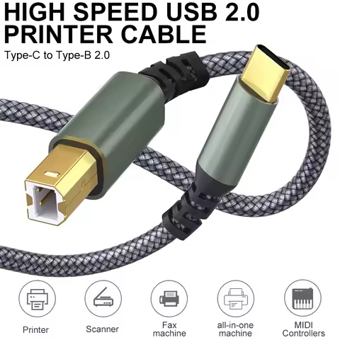 Type C Printer Scanner Cable Nylon Braided Plug And Play USB B to USB C Printer Cable High Speed Dat