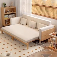 HOME Something - 日式實木橡木系列 棉麻布 兩用梳化 梳化床 (L207cm x 150cm) - HS09036_207A_OW