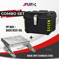 COMBO SET  PREMIUM PP BOX + F2 Rack Lipat  Y15/Y16/LC135/RSX/RS150/NMAX/LAGENDA Fi/LCV2-7