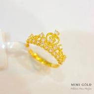 Cincin Crown Fancy Stone Emas 916 Original (N)