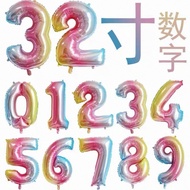 107cm Gradient Rainbow Color Balloon Column Imitation Beauty Number Aluminum Foil Balloon Children's