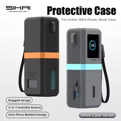 SIKAI Silicone Power Bank Case for Anker Zolo 165W (25000mAh) PowerBank Shockproof Cover with Cable 
