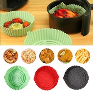 22/19cm Air Fryers Oven Baking Tray Fried Pizza Chicken Basket Mat Airfryer Silicone Pot Round Replacemen Grill Pan Accessories