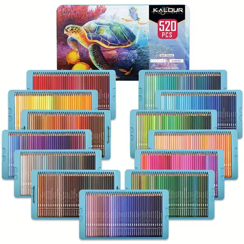 KALOUR 520 Colors Luxury Iron Box Shockproof Colored Pencil Set Art Drawing Special Colored Lead Sta