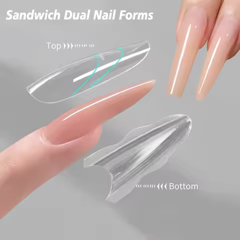 New NAIL Sandwich Dual Nail Forms Oval Extension Forms 180/240Pcs Long Coffin Almond Top/Bottom Form