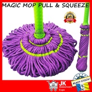 Extra Big Magic Mop Pull And Squeeze Mop Hands Free Spin Pull and Twist Drying Lazy Mop Lantai Magic Twist Mop