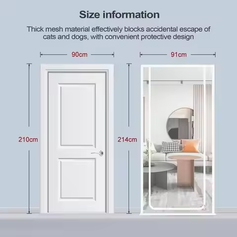 Cat Door Screen Pet Door Screen Cat Gate Zippered 35.43X86.61Inches Portable Protector For Stairways