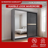 🔥 𝐅𝐑𝐄𝐄 𝐈𝐍𝐒𝐓𝐀𝐋𝐋 🔥Marble Look Anti Scratch Wardrobe 8/6/5/4 x8ft/Sliding Door Wardrobe | Melamine | Al