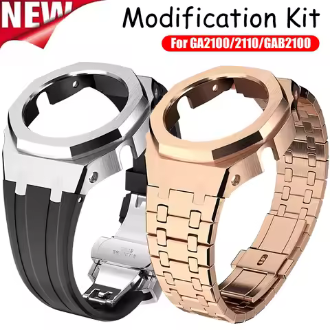 Gen4 Mod Kit for Casioak GA2100 GA2110 Stainless Steel Metal Bezel Rubber Strap for Casioak GAB2100 