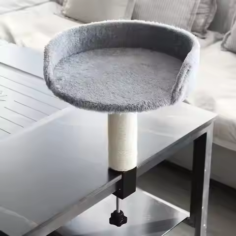 Cat Desk Perch Adjustable Desktop Floating Cat Bed Rotation Desk Clamp Kitten Bed Space-Saving Cat H