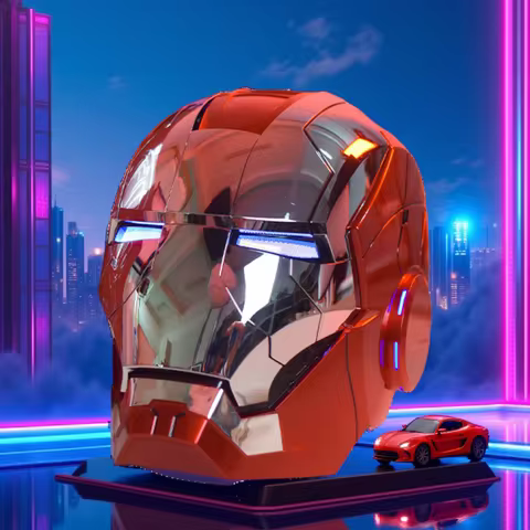 New AutoKing 1:1 Mk5 Iron Man Helmet Cosplay Voice Control Eyes with Light Model Toys for Adult Elec