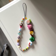 Cartoon animal mobile phone strap for women, cute beaded CCD strap, diy camera anti-lost strap