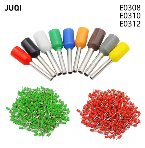 100pcs/Pack E0308 E0310 E0312 Insulated Ferrules Terminal Block Cord End Wire Connector Electrical C