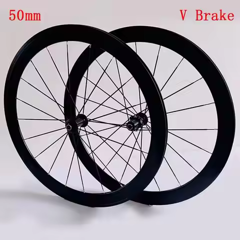 700C Road bike Wheelset V/Disc Brake Black unbranded 40/50mm Aluminum Alloy Clincher 6 Pawls Hub Rim