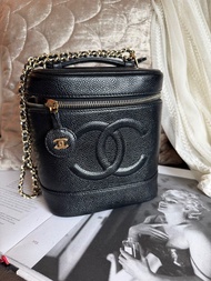 多年正版正貨商標 可免息分期 vintage chanel black cc vanity bag 黑色 荔枝皮 袋 腋下包 斜咩袋 黑色 斜孭袋 斜咩袋 crossbody bag 中古 復