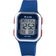 BUM Equipment Digital 10ATM Water Resistant Silicone Band Teenage Unisex Rectangle Shape Watches mod