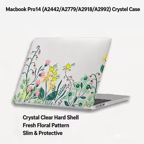 Floral Print Laptop Case 2026 for MacBook Pro 14" (A2442/A2779/A2918/A2992) Anti-Scratch Protective