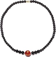 Xfoxstal Feng Shui Red Agate/Obsidian/Lava Stone Beaded Necklace Essential Oil Diffuser Necklaces fo