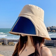 LI「2 in 1 Double sun protection」  Self wearing sunglasses, wind proof and sun proof hat, summer cycling, neck protection, full face protection, sun shading, fisherman hat, female UV protection mask, versatile sun hat