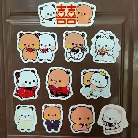 Panda Bubu Dudu Wedding Fridge Magnets Kawaii Bear Yier ACG Decor Sticker Creative Anime Home Access