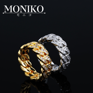 MONIKO Original Italian Hip Hop Ring S925 Sterling Silver 18K Gold CZ Stone Hip Hop Men Ladies Kids Men Gifts