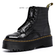 Women's Boots Crocodile Patterned Patent Leather 5cm Rubber Thick Sole 2256 Martin Boots 35-42 Sizes