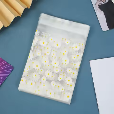 50pcs Little Daisy Plastic Gift Bag Clear Storage Shopping Bag With Christmas Wedding Party Favor Co
