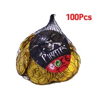 100PCS fake coin Plastic Gold Coin Game Coin Party Decoration Pirate Gold Coins Halloween Gold Coin 