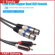 1.5m 4.9ft Copper Dual XLR Female to Dual RCA Male Audio Signal Patch Cable
