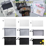 SNOWOY1RHJ1 Mesh File Bag, A4 A5 A6 Transparent Pen Bag,  Nylon File Folders Student