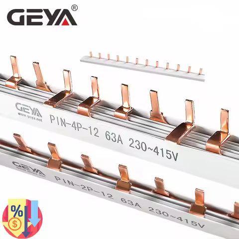 GEYA Pin & Fork Type 1.4mm Copper Busbar for Circuit breaker 12 Way MCB Connector Busbar Connection 