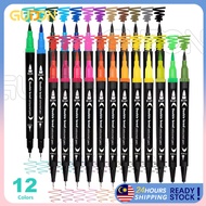 Watercolor Brush Pen Dual Tip Drawing Water Colour Marker Set Calligraph Art Supplier Ready Stock 12
