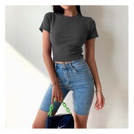 BAJU KAOS WANITA CROP TOP / BAJU CROP TOP / T SHIRT CROP TOP / ATASAN CROP TOP / CROP TOP KOREA