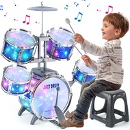 Upgraded Kids Drum Set for Toddlers 1-3, Star Light up Drum Set for Kids 3-5, Musical Jazz Drum Toys