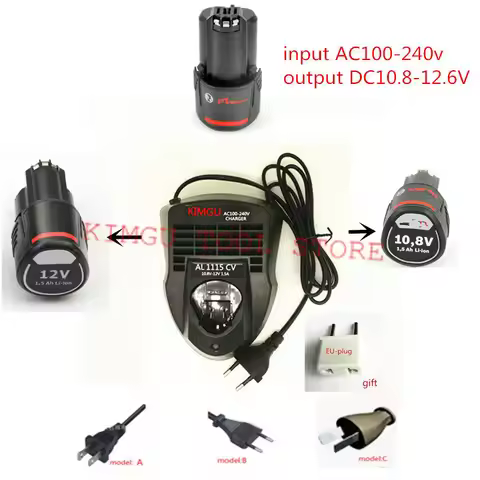 Charger Replace for Bosch AL1115CV Dremel 2607225633 12V BAT414 GWB12V-10 GSA12V-14 GDS12V-26 GOP12V