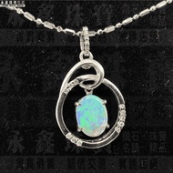 Natural Opal Diamond Necklace 0.7ct Australian Crystal With Diamonds 0.04ct 14K Gold n1307-44
