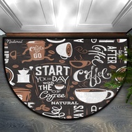 Start Your Day with The of Coffee Half Round Doormat Non Slip Semi Circle Bath Rug Runner Durable Wa