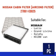 Cabin Air Filter Nissan LATIO/ GRAND LIVINA/ SYLPHY/ NV200 VAN AIRCOND FILTER 27891-ED025