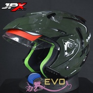 HIJAU JPX HALFFACE HELMET_JPX Z-BLAST - ARMY GREEN GLOSS (SHIPPING 2KG) JPX HALFFACE JPX SEMICROSS J