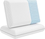 Vaverto Gel Memory Foam Pillow -Standard Size - Ventilated, Premium Bed Pillows with Washable and Bamboo Pillow Cover, Cooling, Orthopedic Sleeping, Side and Back Sleepers - 2 Pack